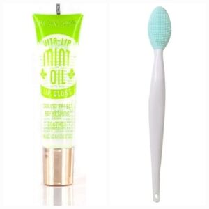 2 Piece Mint Oil Broadway Clear Lip Gloss Silicone Exfoliating Lip Scrub Brush